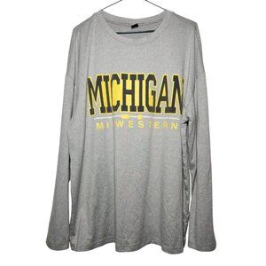 MICHIGAN Midwestern Oversized Gray Long Sleeve T-Shirt, Size S